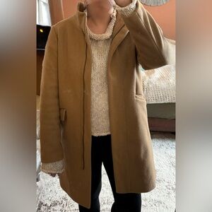Time and Tru Camel Coat with Stand Collar